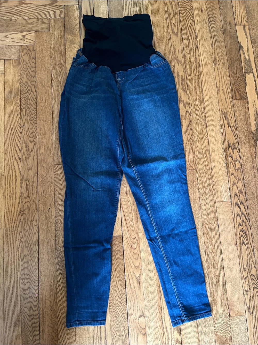 Maternity Dark Blue Jeggings with Over-Belly Panel